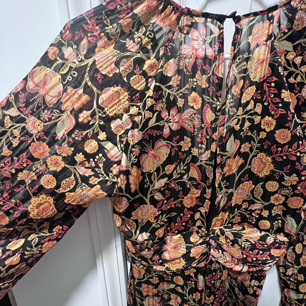 MINKPINK Floral Midi Dress - Black and Orange